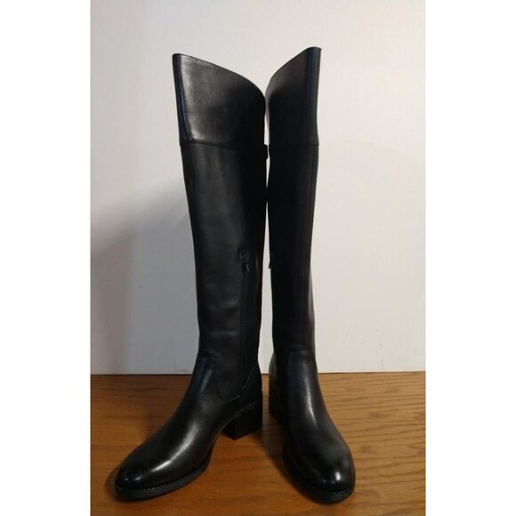 INC International Concepts Karmennl Black Leather Over-Knee-High Boots Size 7 - Picture 7 of 13
